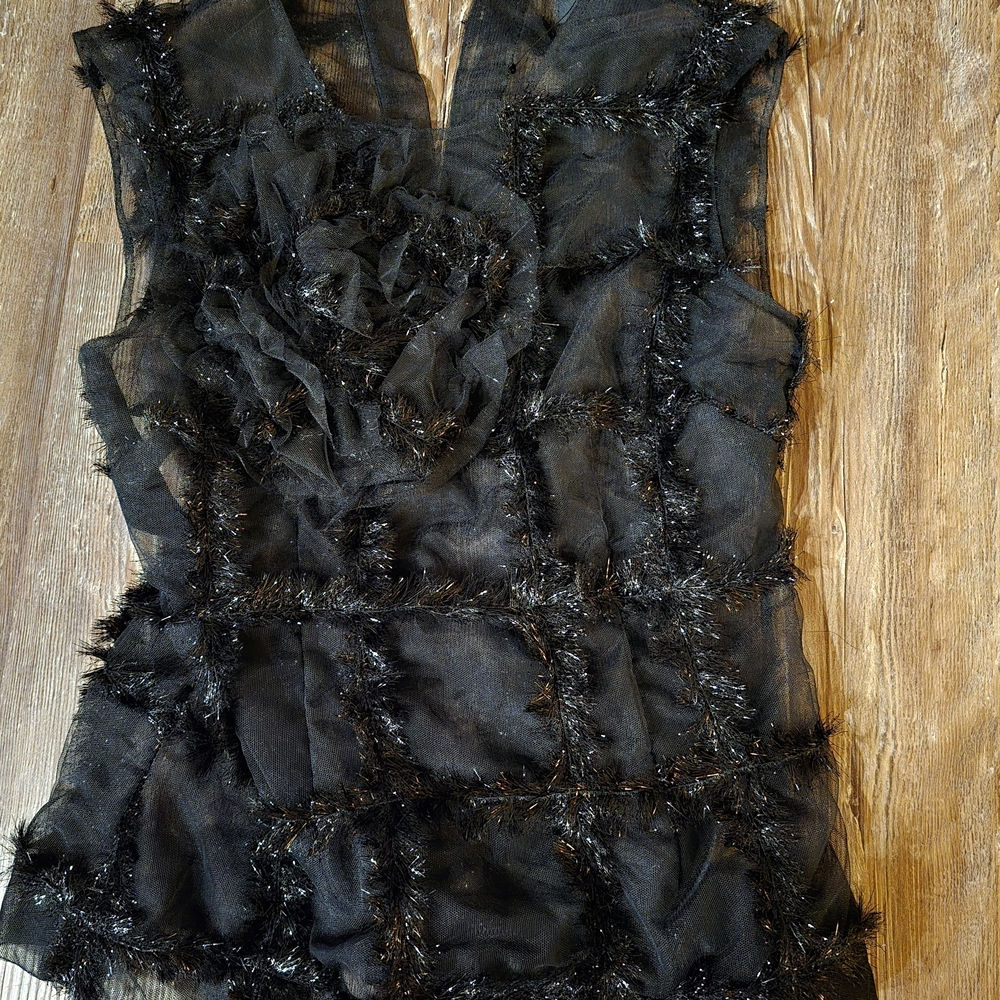 Simone Rocha Black Sheer Textured Top